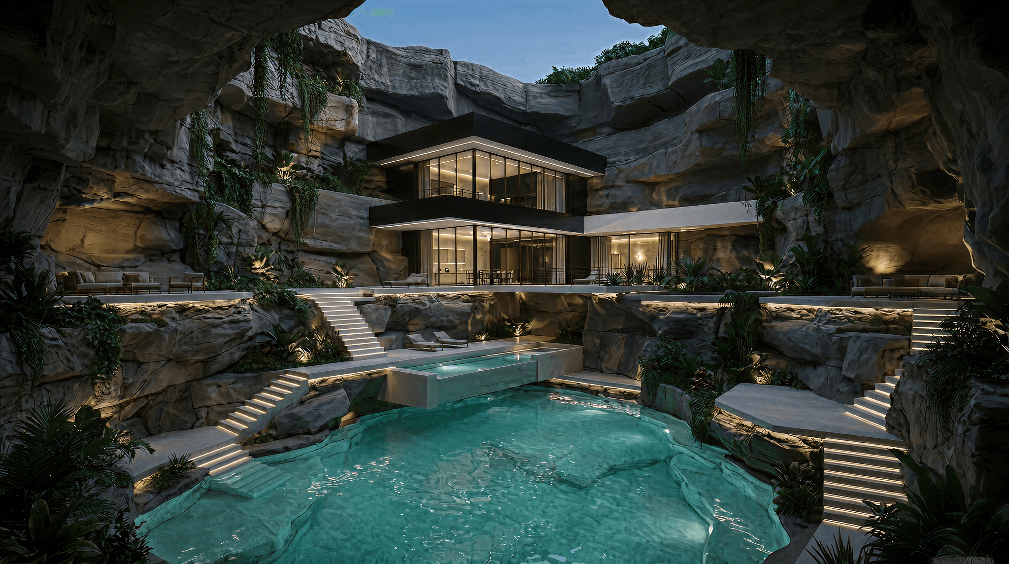 Light shaft through cenote cave